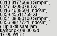 Mobile number of Mr. Asip at Jakarta Barat